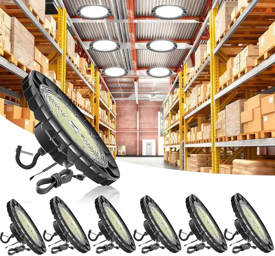 UFO LED High Bay Light 200W, 6 Pack, 32,000LM, IK10, Dimmable, Flicker-Free