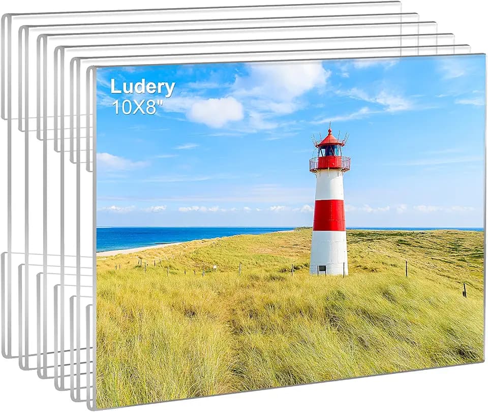 8x10 Acrylic Picture Frames Set of 6, Clear Photo Frame for Wall with Tape, Clear Picture Photo Frames 8x10 for Home, School, Office - Horizontal