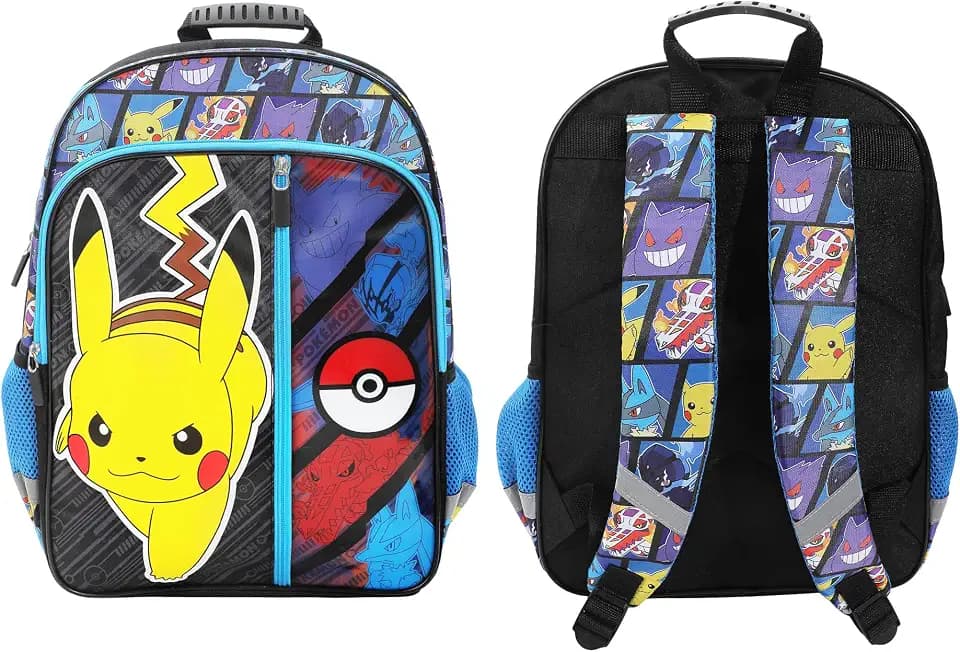 Pokemon Pikachu and Pokeball 16" Kid's Backpack For School And Travel