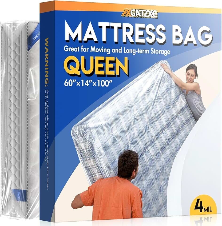 Axgatoxe Plastic Mattress Bag for Moving Storage, Queen Size (4MIL)