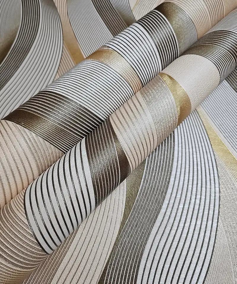 AMINAH DECO 3D Wave Stripe Vinly Wallpaper
