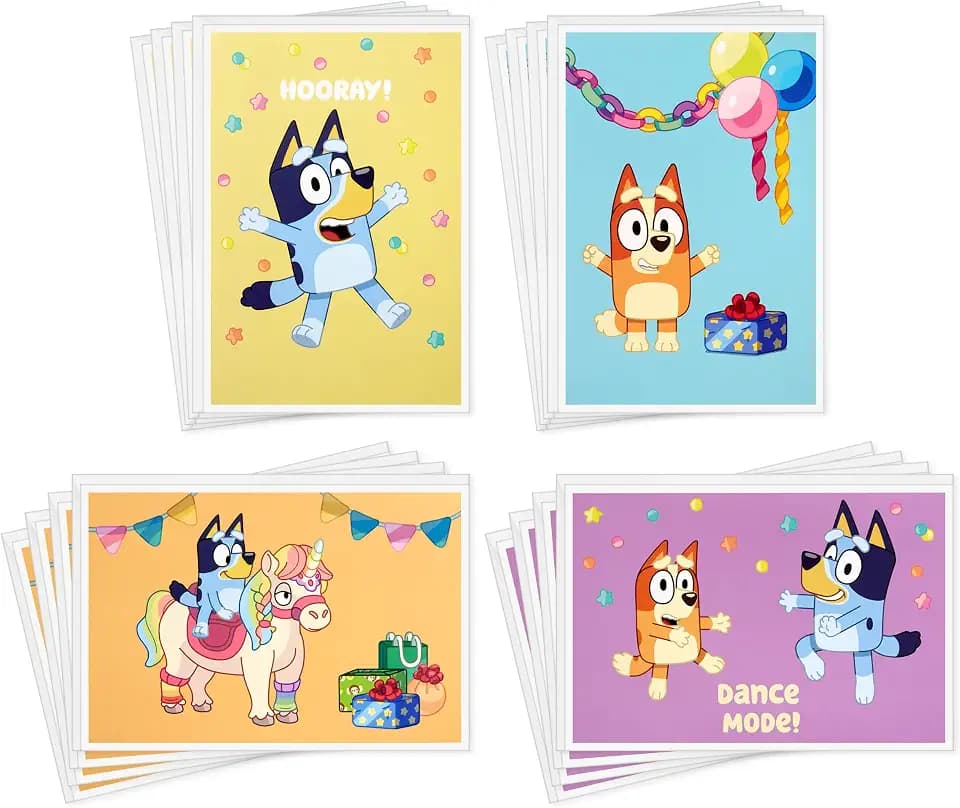 Hallmark Bluey Birthday Cards for Kids, 16-Pack (Bingo and Bluey, Hooray!)