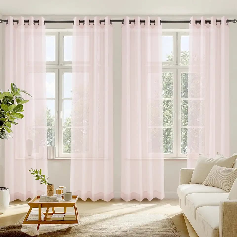 RYB HOME Light Filtering Curtains 90 Inches Long 4 Panels Set for Bedroom
