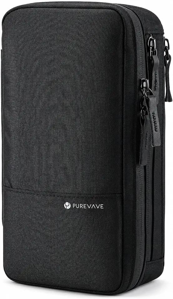 Purevave Compact Mens Toiletry Travel Bag Hanging, Mens Dopp Kit for Travel Waterproof, Wash Pouch Black