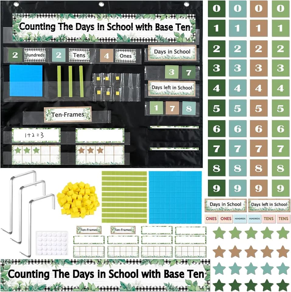 Greenery Back to Counting The Days with Base Ten Place Value Teaching Materials Counting for Activities Bulletin Board Home Decor
