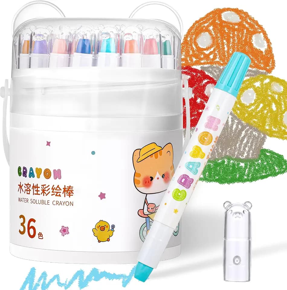Silky Twistable Crayons, 36 Colors Washable, Easy-Grip Jumbo Silky Crayons