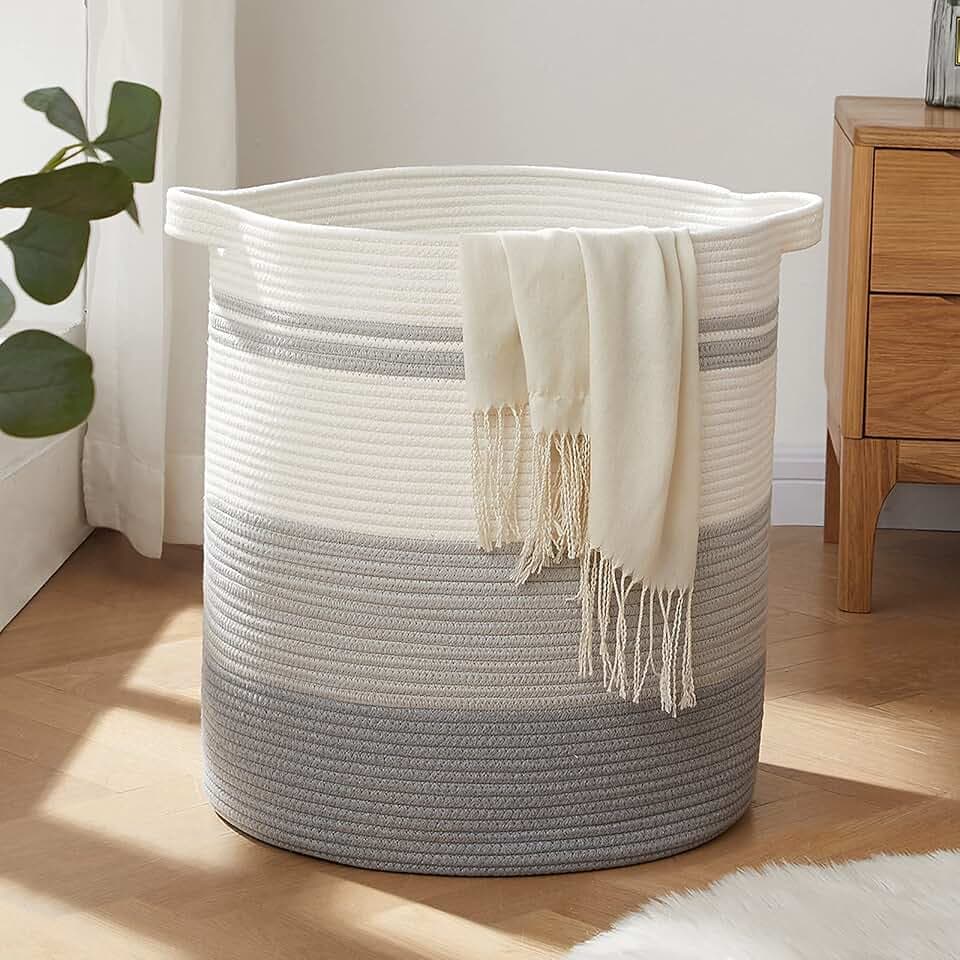 OIAHOMY 80L Laundry Basket Laundry Hamper Nursery Hamper Gradient Gray