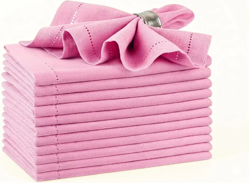 Palisa Pink Cotton Cloth Napkins Set of 12-18x18 Inch
