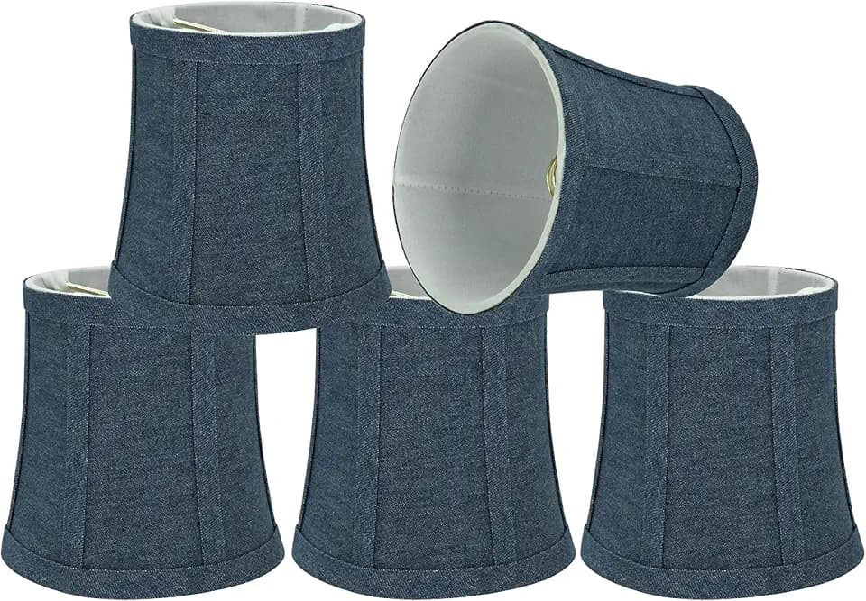 Aspen Creative 30361-5A, Bell Clip-On Chandelier Lamp Shade, Washing Blue, 4" Top x 5" Bottom x 5" Slant Height, Set of 5