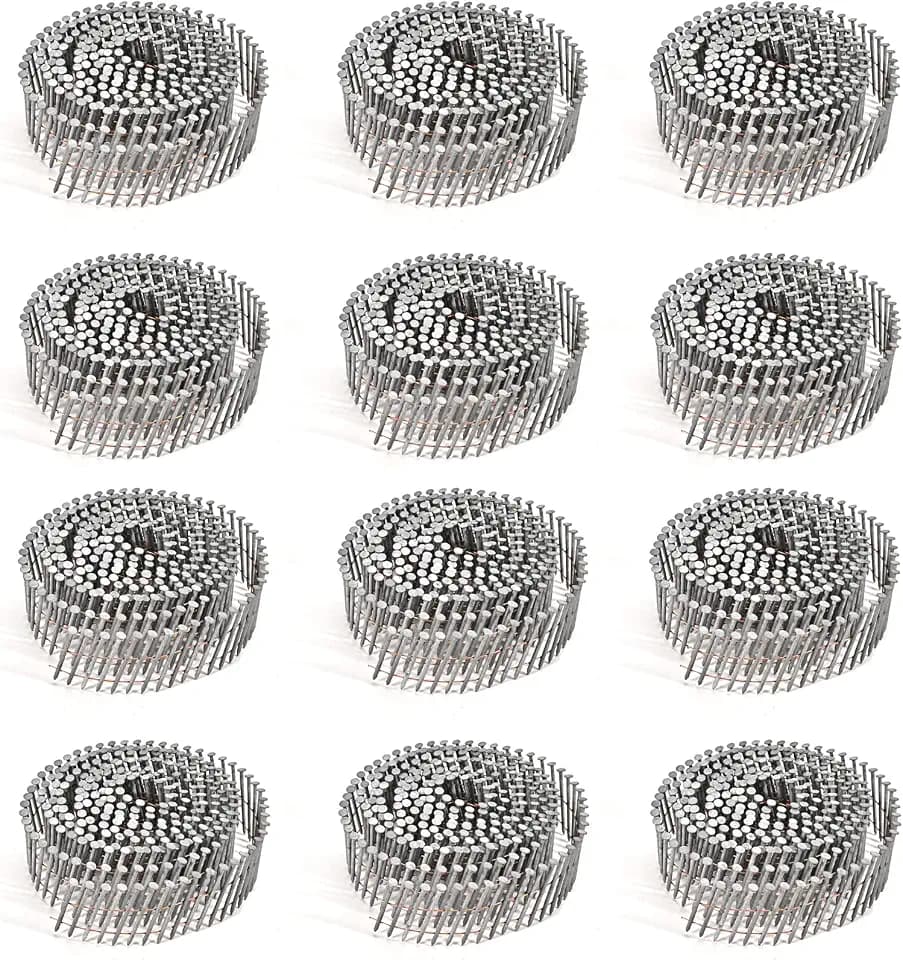 3600 Count Siding Nails, 15-Degree 1-1/4 Inch *.092 Wire Collated Coil Ring Shank Nails, Full Round Head Hot-Dipped Galvanized Siding Nailer Attachment Replacement Parts