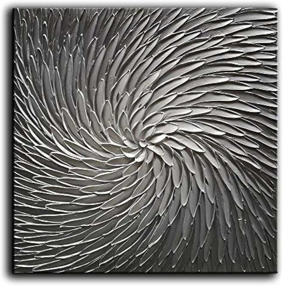 YaSheng Art - handpainted Modern Abstract Warl Art, Silver Gray Oil Painting Texture Wall Artwork, Modern Home Wall Decor,Wall Artfor Living Room, Framed Wall Art Bedroom Decor 24x24inch