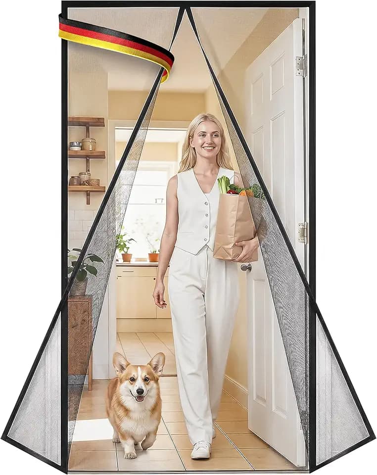DOOR EASY Fliegengitter Balkontür 90 x 210cm Magnet – Premium Hochleistungs-Gewebe (Reißfester als Fiberglas) – Insektenschutz Tür ohne Bohren – Lückenlos schließender Magnetvorhang Terrassentür