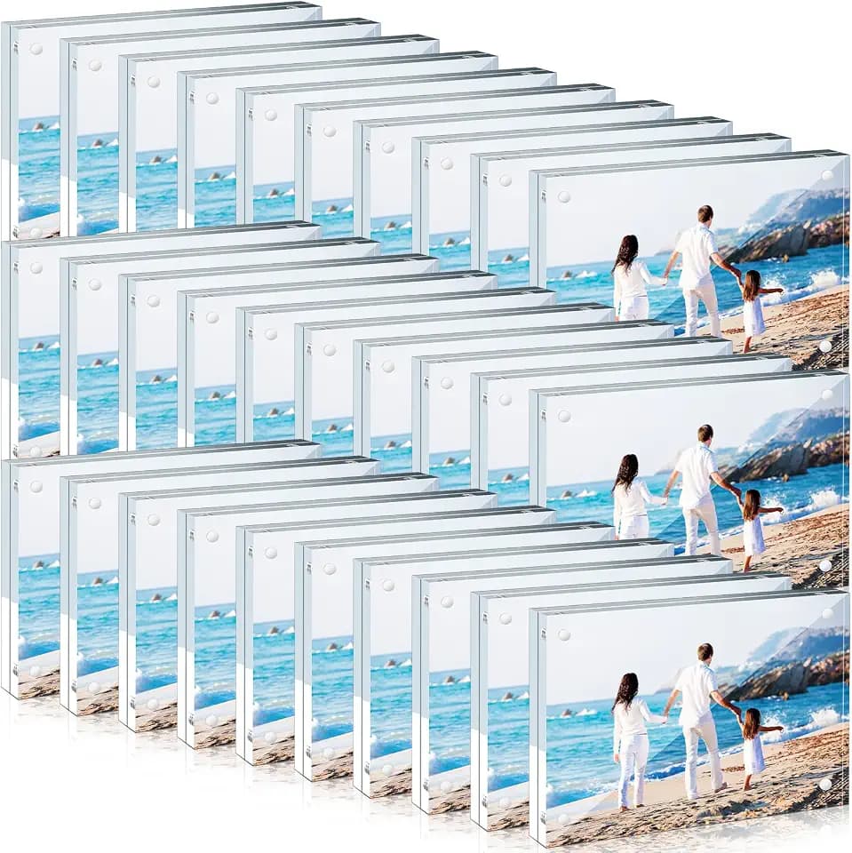 Handepo 30 Pack 4x6 Acrylic Picture Frames Bulk Clear Magnetic Photo Frames