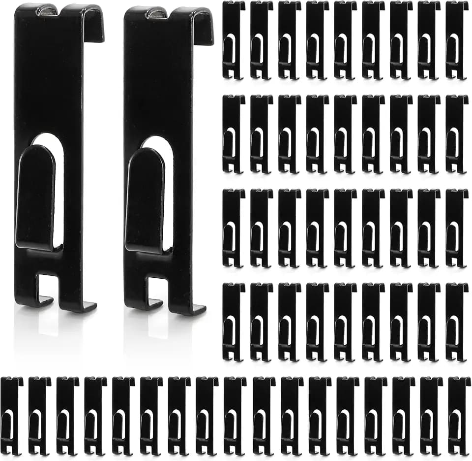 50 Pack Gridwall Hooks, Utility Notch Display Hook, Black Metal Gridwall Picture Hanger, Grid Wall Accessory for Art Clothes Painting, Panel, Pegboard, Shelf, Commercial Display