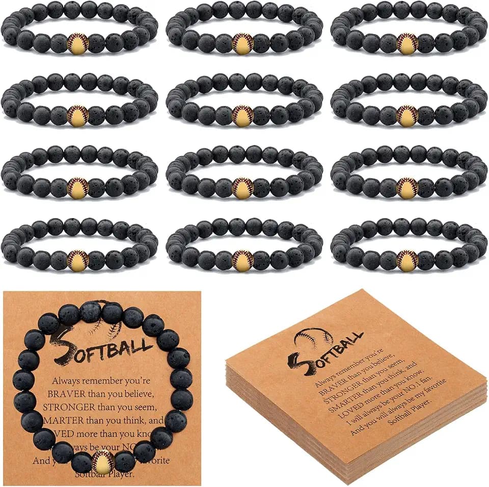 Ecation 12 Set Softball Bracelets Women Sports Team Gift