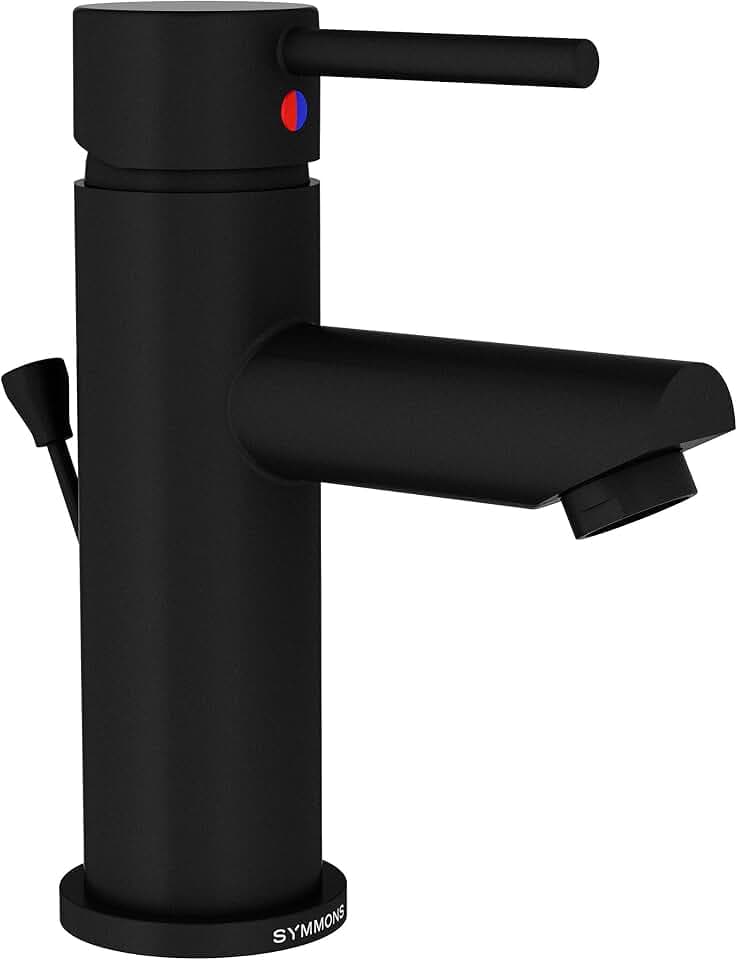 Symmons SLS-3512-MB-1.0 Dia Single Hole Single-Handle Bathroom Faucet with Drain Assembly in Matte Black (1.0 GPM)