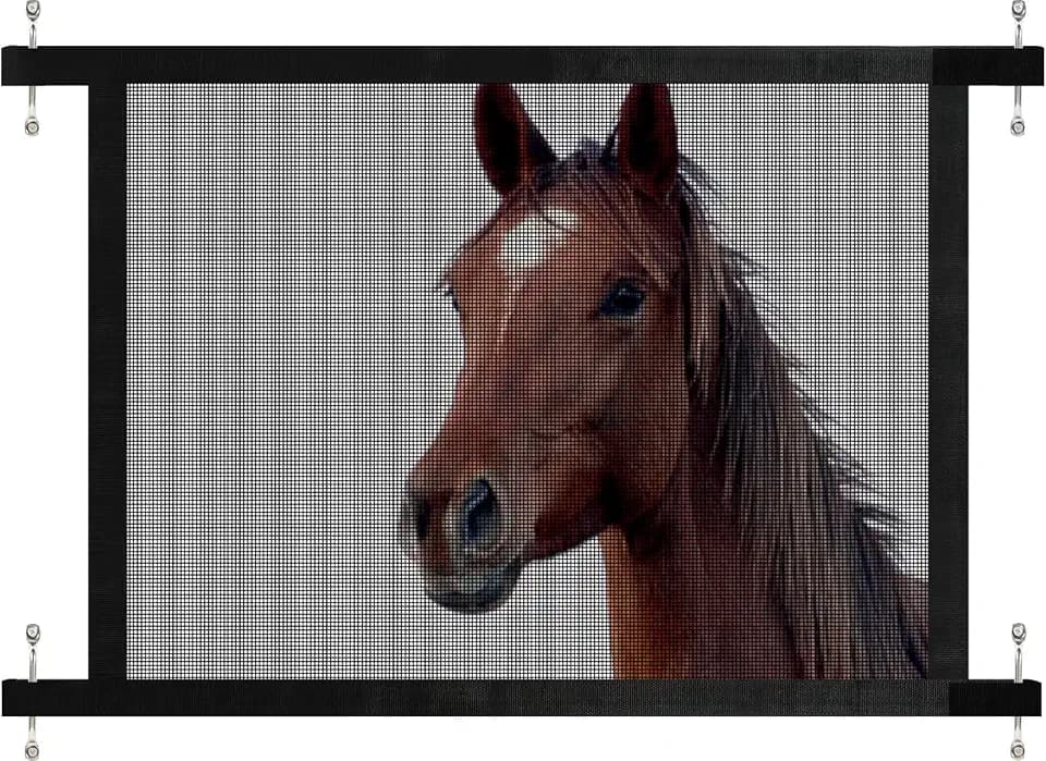 Horse Trailer Window Screen with Hook and Loop, Horse Trailer Accessories to Protect the Horse's Eyes and Ears from Bugs and Debris and Enhances Air Circulation