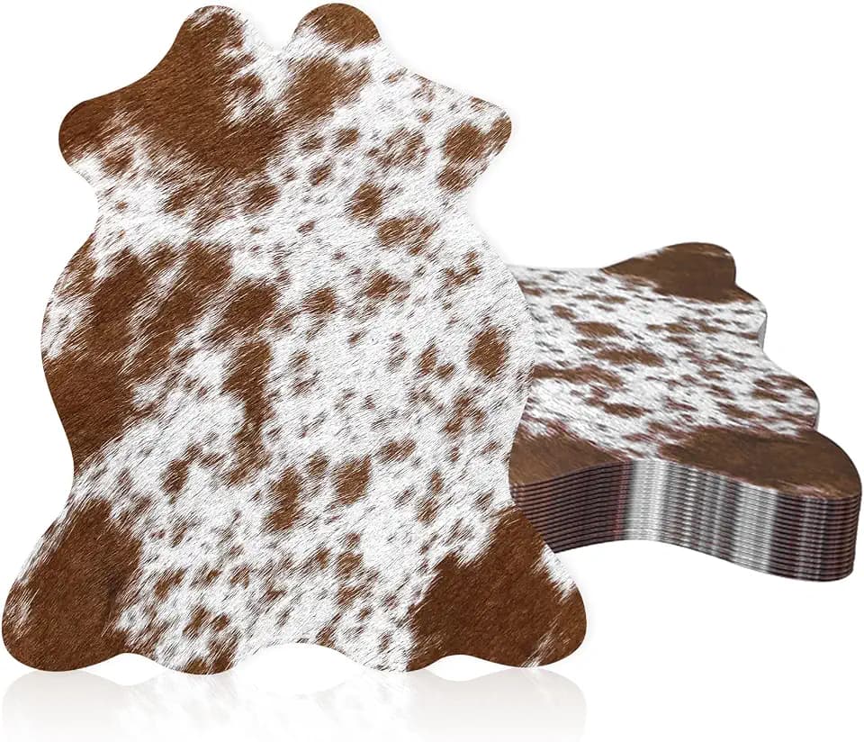 100 Pcs Western Cow Print Place Mats Disposable Cowhide Print Paper Placemats Western Cow Printing Placemats for Holiday Banquet Kitchen Table Room Decor (Light Brown)
