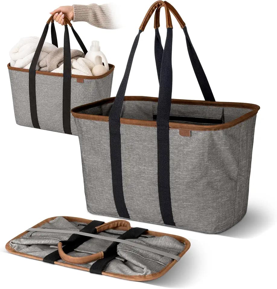 CleverMade Collapsible Tote LUXE, 30L Structured Tote Bag with Handles