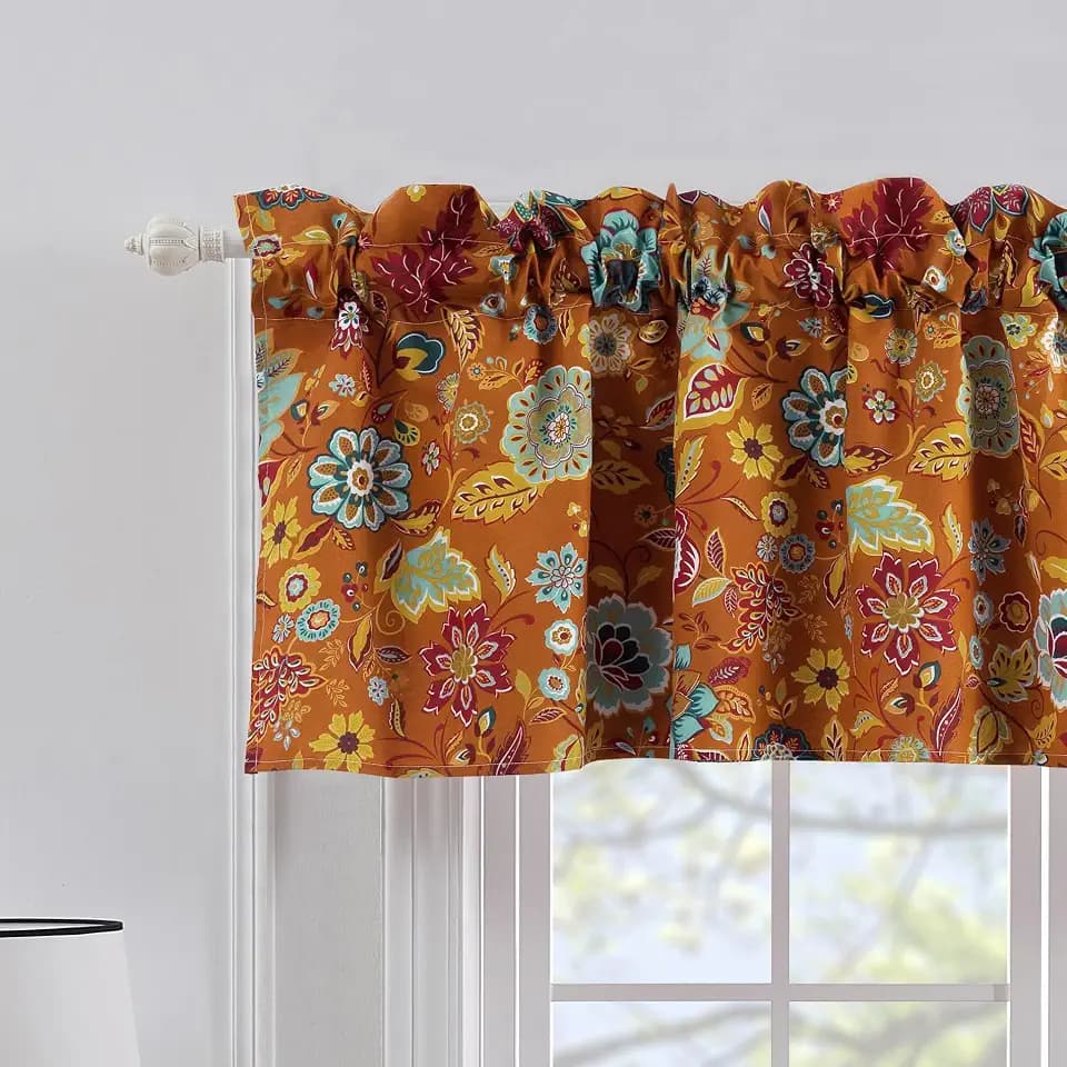 Greenland Home Astoria Semi-Sheer Window Valance – Decorative Treatment for Living Room, Bedroom, or Kitchen, 84 W x 19 L, Spice