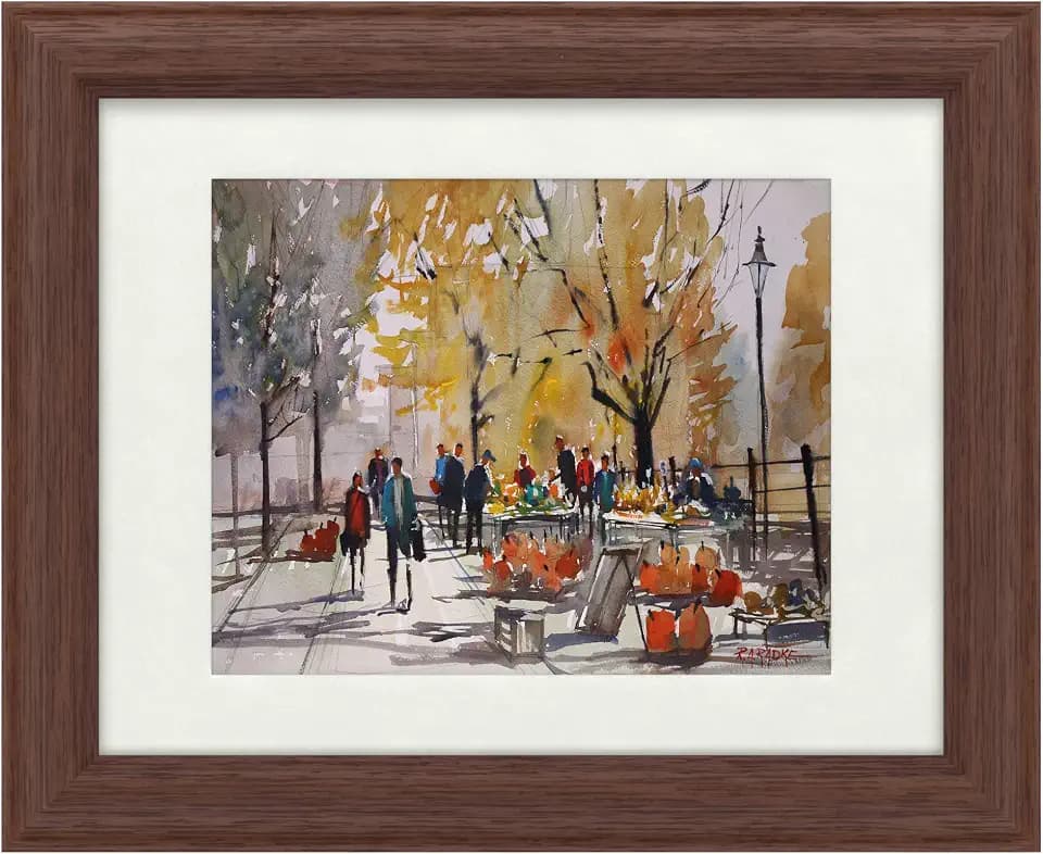Trademark Fine Art Farm Market by Ryan Radke, White Matte, Wood Frame 11x14, Multi-Color