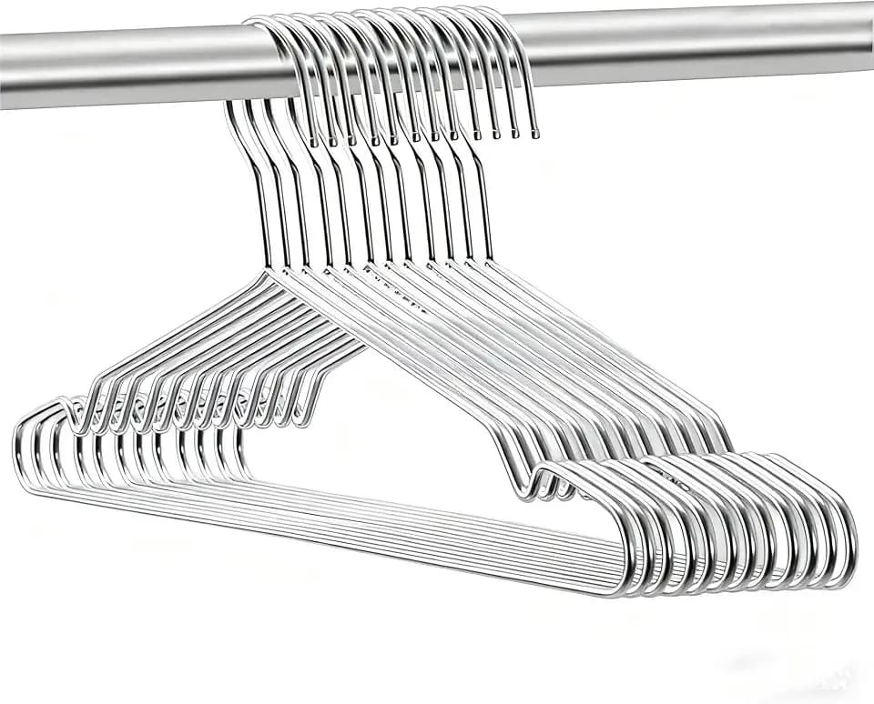Seropy Coat Hangers Clothes 10 Pack Wire Hangers Heavy Duty Stainless Steel Hangers with Non Slip Grooves, 16.5 Inch Ultra Thin Metal Hangers Space Saving Clothing Hanger