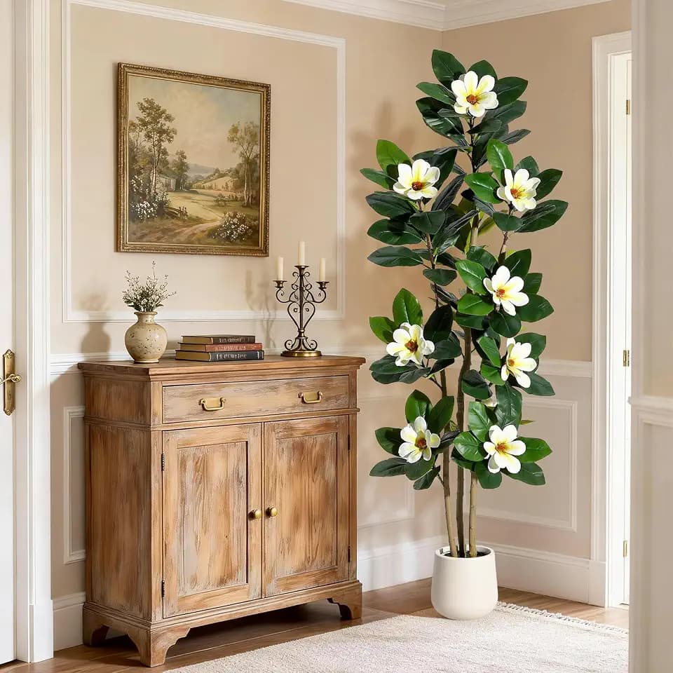 GarveeHome Faux Rubber Tree, 72 Inch Artificial Plants Indoor with Pot