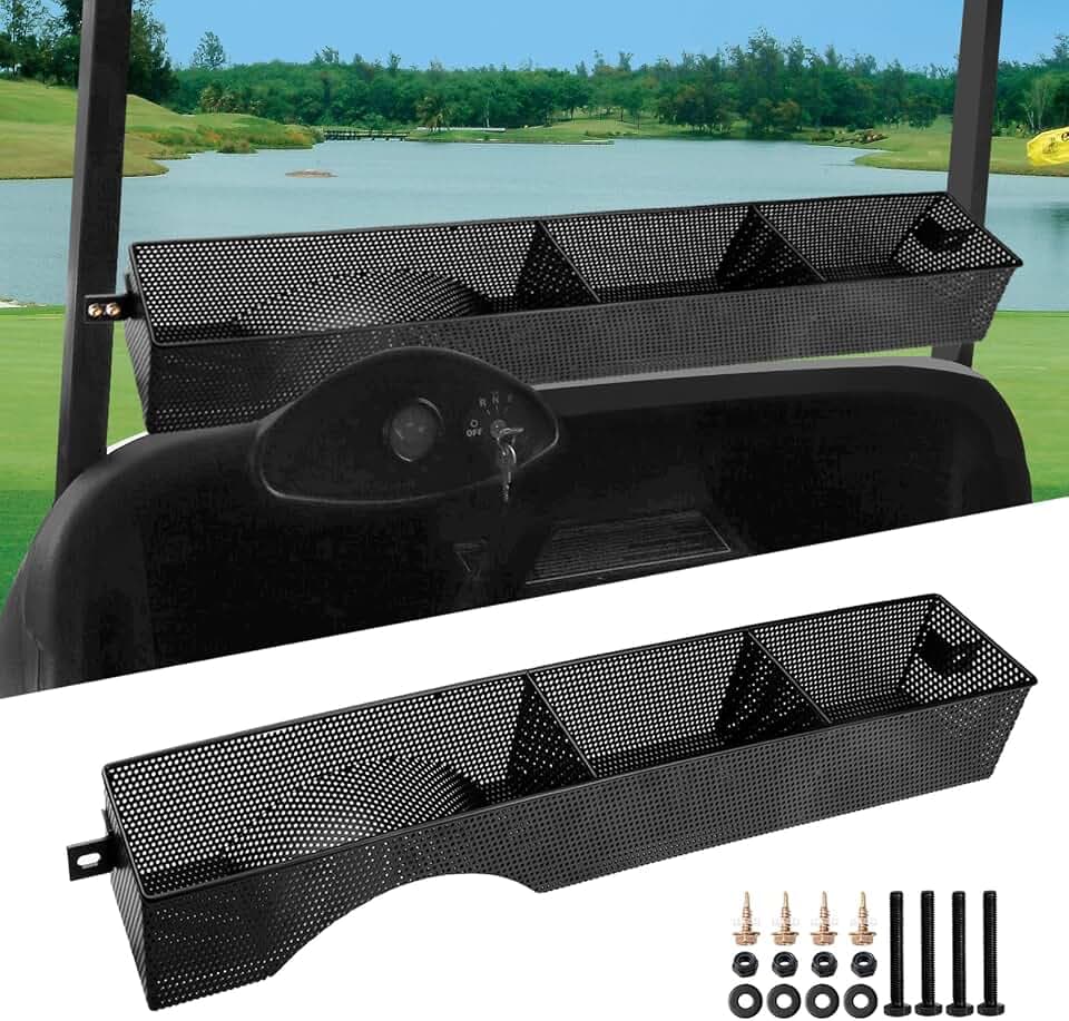 Roykaw EZGO RXV Front Storage Basket Tray Organizer for 2008-up Golf Cart Models - Upgrade One Piece Solid Design/More Sturdy and No Rattles