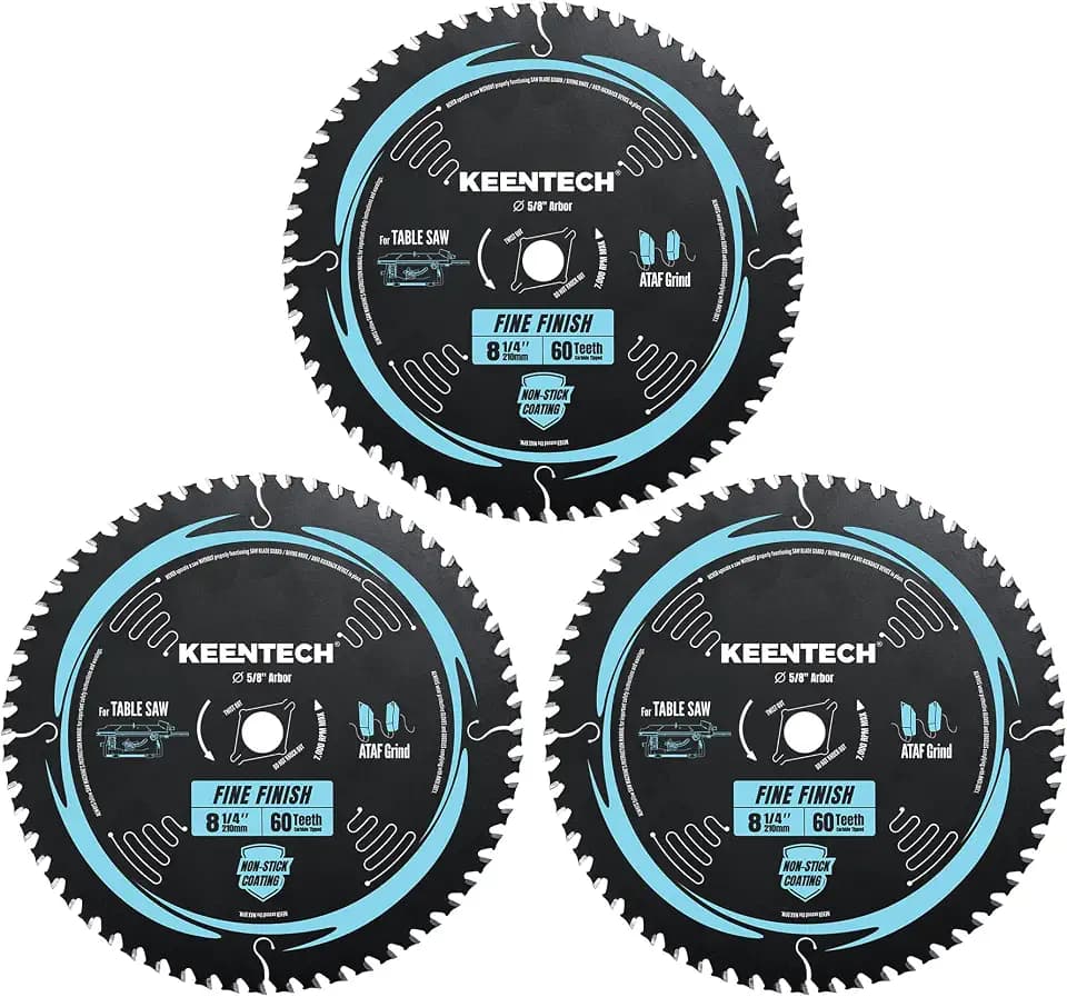 KEENTECH 8-1/4" Table Saw Blade 60T, 3-Pack, Fine Finish for Hardwood