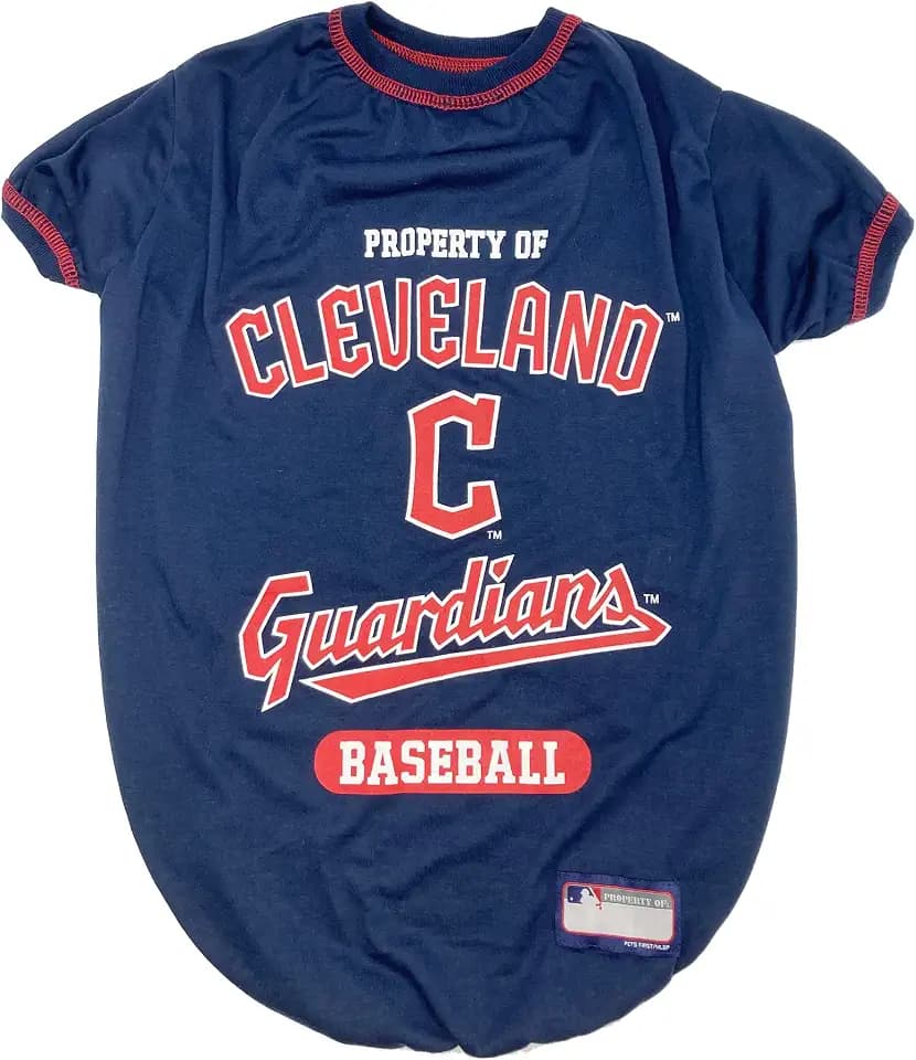 MLB Tee Shirt for Dogs & Cats - Cleveland Guardians Dog T-Shirt, X-Large.