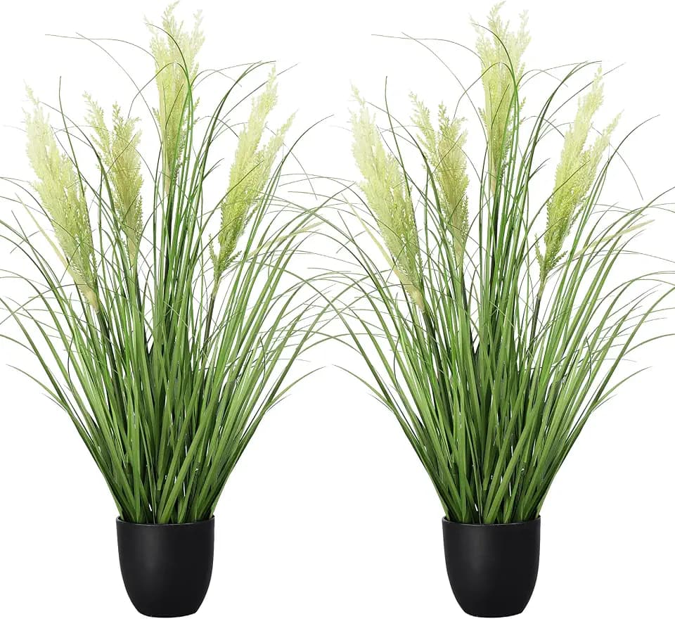 3ft/35in 2-Pack Artificial Plants Outdoor Indoor,Fake Onion Grass In Pot