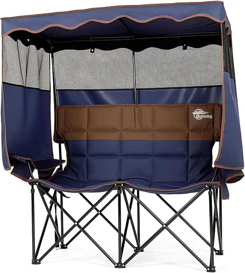 Bolosy Double Camping Chair with Canopy Outdoor Loveseat with Shade