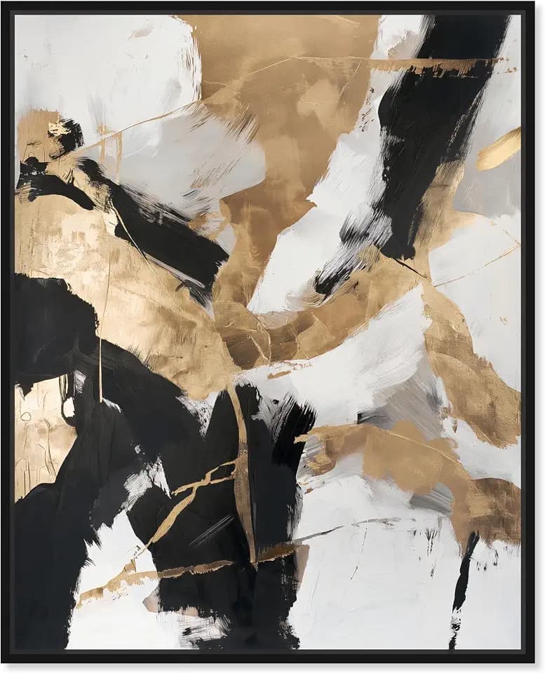 Art Remedy Cracked Gilt II Canvas Statement Abstract, Black Frame, 36 x 45