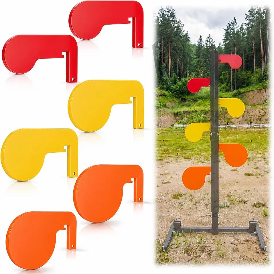Silipull 6 Pcs AR500 Swing Paddle Set for Dueling Tree Insert Racks, 3" 4" 6" x 3/8" Thick Replacement Target Plates, Plug-in Shooting Target for Range Training(Stand Not Included)