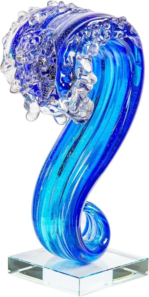 Dale Tiffany AS15206 Pacific Wave Art Glass Sculpture, Blue