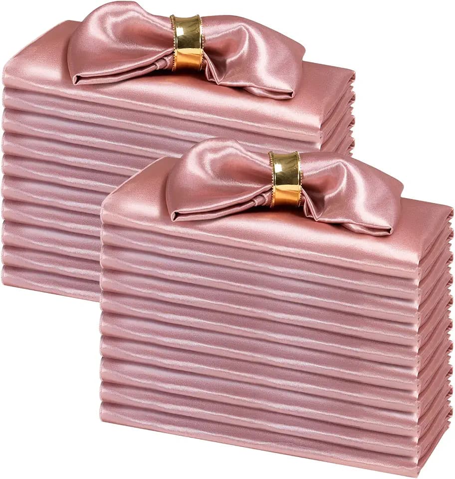 SiinvdaBZX 100 Pieces Rose Gold Cloth Napkins 12 x 12 Inches, Small Size