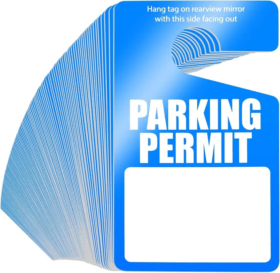 Yexiya 100 Pack Parking Permit Tags for Car Mirror, 3x5 Inch PVC,Blue