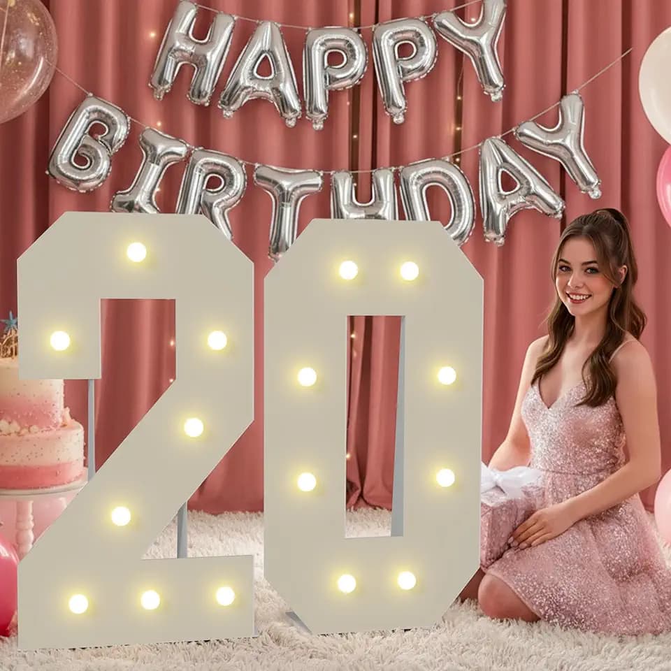 3FT 20 Marquee Numbers Large 20 Light up Numbers for Birthday Party
