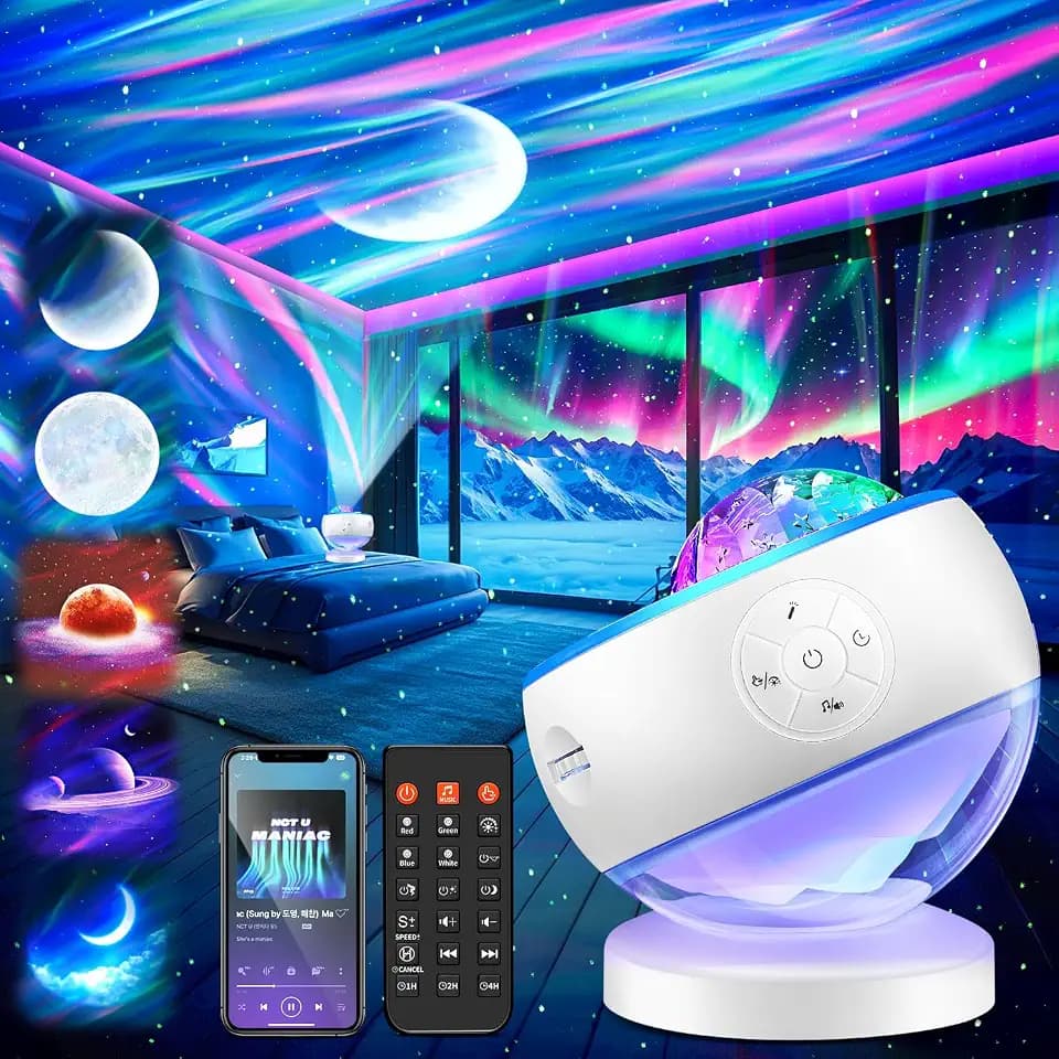 Iceberg Northern Lights Projector, White Galaxy Projector with Bluetooth