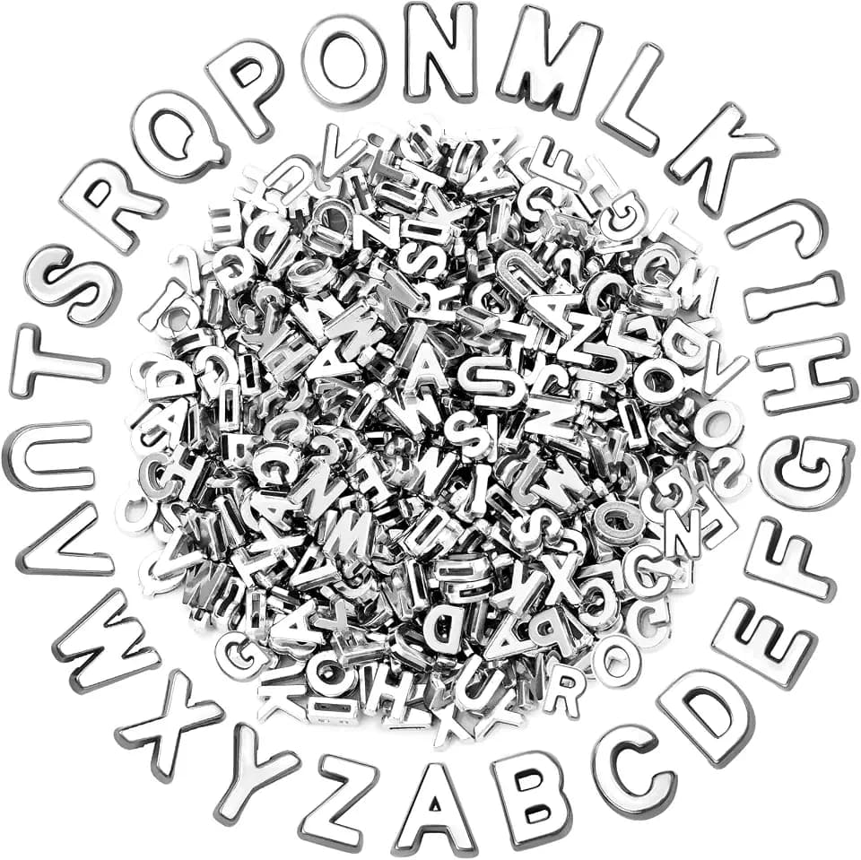 Augshy 700Pcs Silver Large Alphabet Letter Beads for Chunky Jewelry Crafts