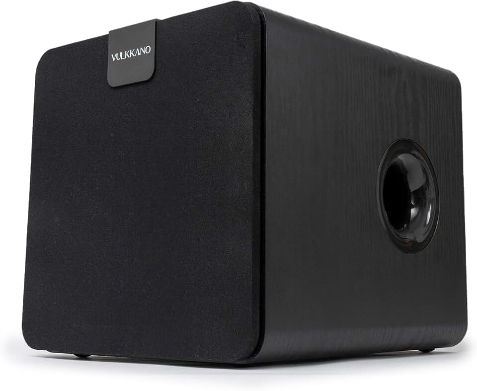 VULKKANO SUB8 Aktiver Subwoofer 8 Zoll, 80W RMS, Regelbare Frequenzweiche, Kompatibel mit jedem RCA-System, Frequenz 40Hz-250Hz