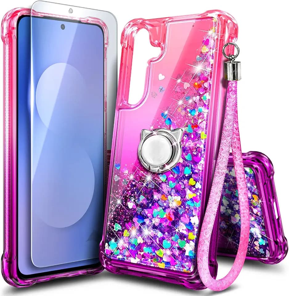 NGB Designed for Samsung Galaxy S25 FE Case, Cute Glitter Pink/Purple