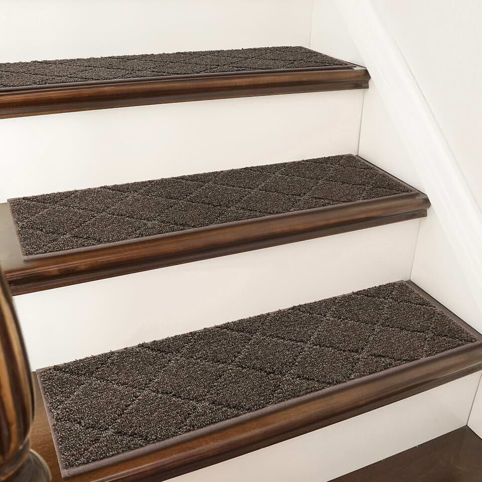 COSY HOMEER Edging Stair Treads Non-Slip Carpet Mat 28inX9in,7pc,Brown