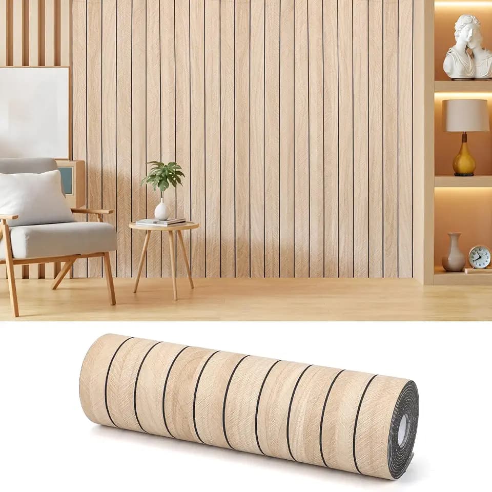 Thick Peel and Stick Slat Wall Panel Self-Adhesive 3D Wood Grain