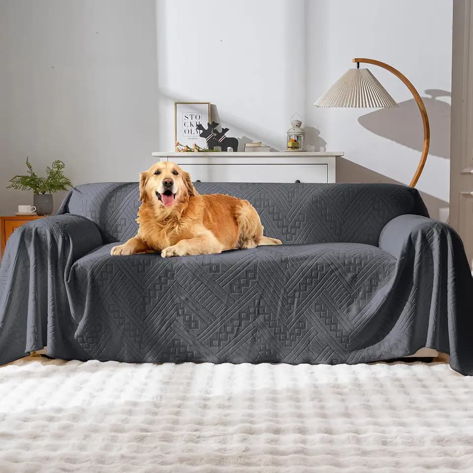 Waterproof Couch Cover, Reversible, Pet-Friendly, Washable and Anti-Slip Couch Covers for Sofa Protection with 3 Cushions, Sofa Slipcovers for Dogs and Cats (71×118in/Dark Grey)