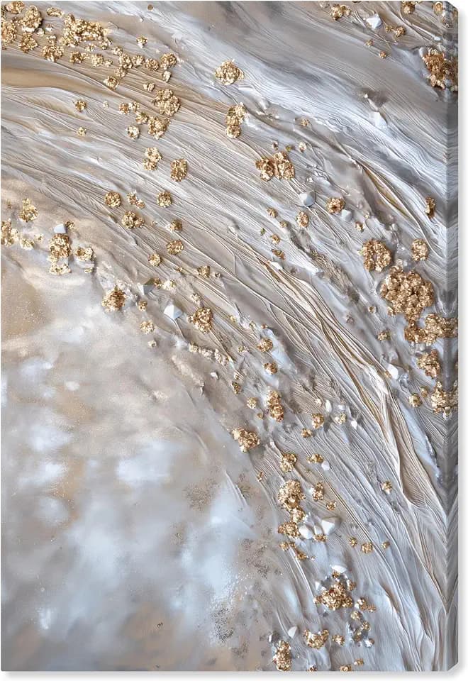Art Remedy Shimmering Milky Canvas Elegant Gold Abstract, Gallery Wrapped, 16" x 24"