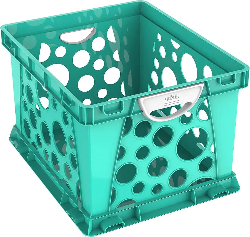 Storex Premium File Crate with Comfort Handles, 17.25 x 14.25 x 10.5 Inches, Teal (61694A03C)