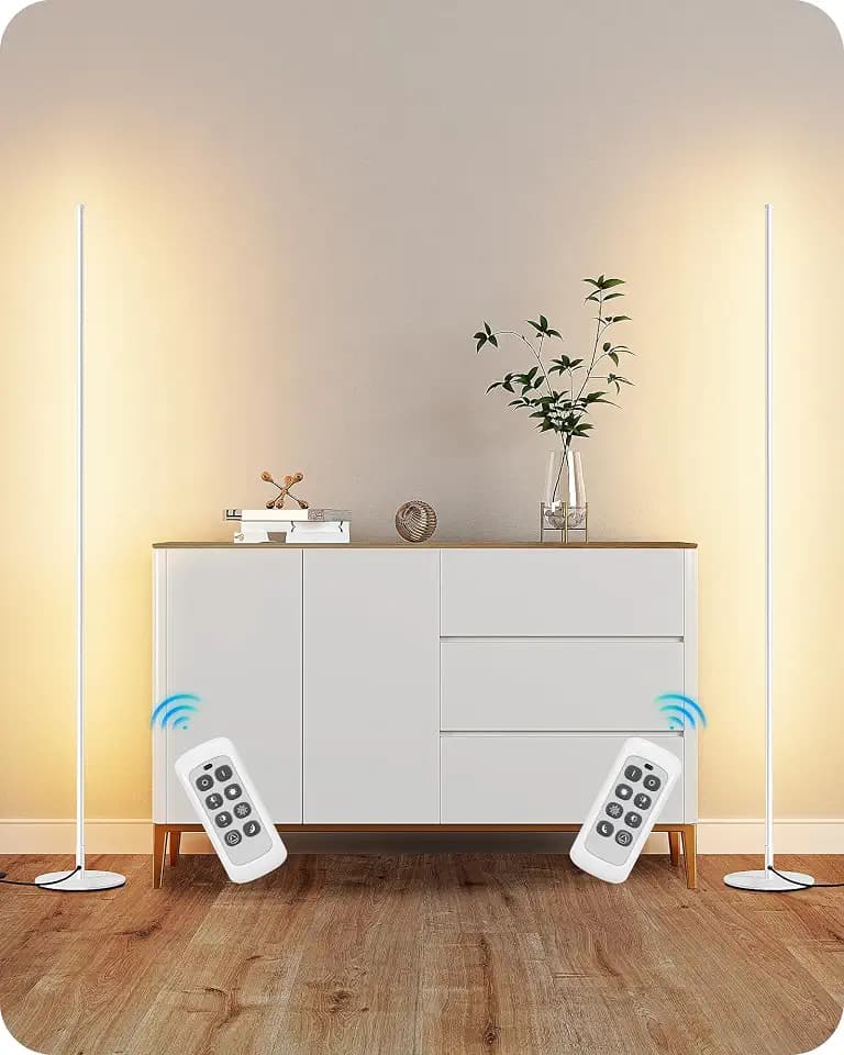 EDISHINE 2 Pack 57.5” Floor Lamps with Remote, Stepless Dimmable & 7 CCT