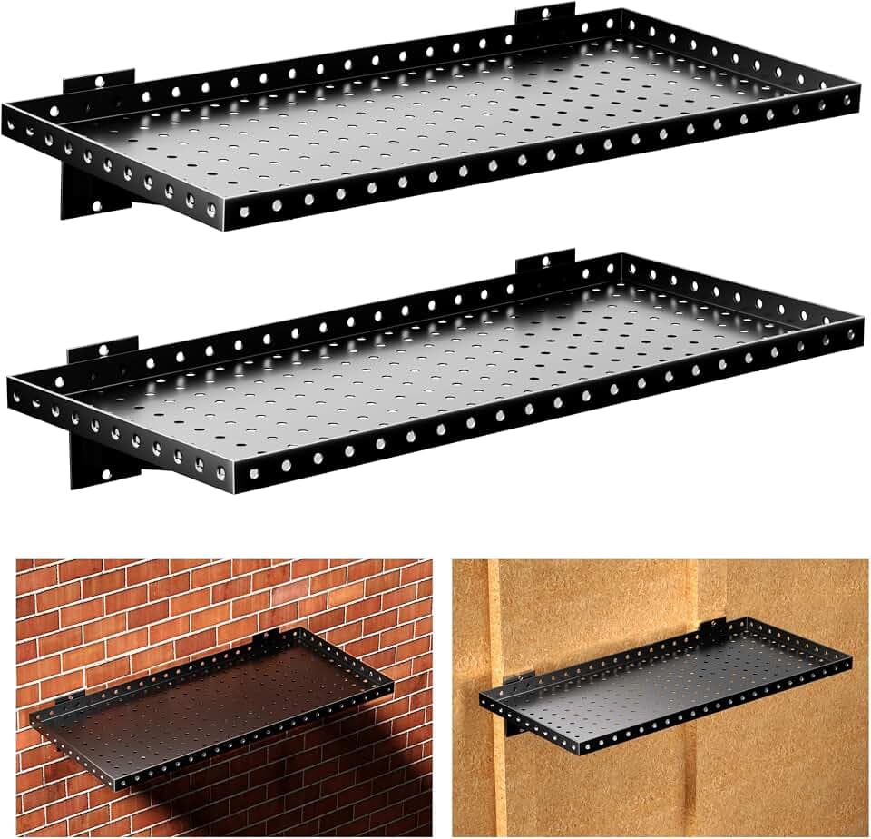 Garage Wall Shelving 2-Pack, 24"x12" Wall Mounted Shelves, Black