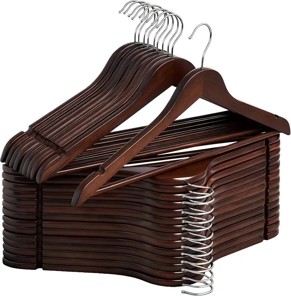 StorageWorks Wooden Coat Hangers, 30 Pack Wood Clothes Hanger for Closet